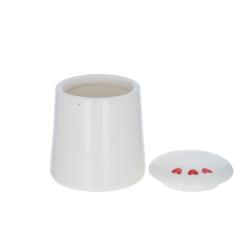 Petite boîte en céramique à couvercle cœurs rouges