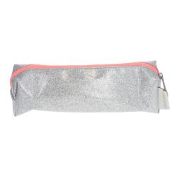 Trousse scolaire argentée et rose à paillettes