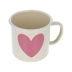 Mug émaillé cœur rose