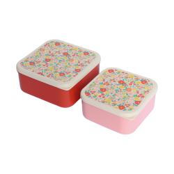Lot de 2 boîtes à goûter fleuries - La petite poule rousse