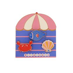 Lot de 3 pin's coquillage crabe et poisson - Trouville