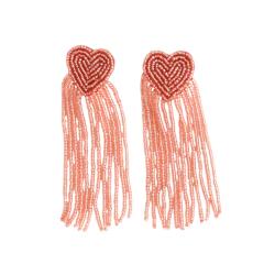 Boucles d'oreilles en perles cœur rose - Trouville