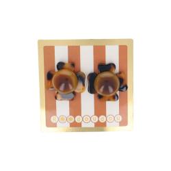 Boucles d'oreilles fleurs marron écaille de tortue