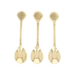 Lot de 3 cuillères en laiton coquillage
