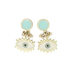 Boucles d'oreilles dorées et œil protecteur
