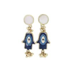 Boucles d'oreilles dorées et main de fatma