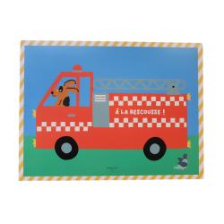 Affiche enfant chien et camion pompier - Croquette