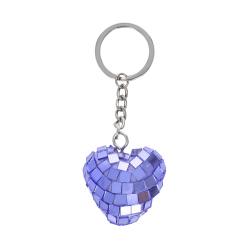 Porte-clés cœur à facettes disco violet