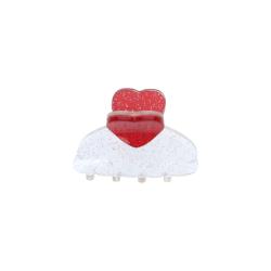 Pince à cheveux crabe cœur rouge et paillettes
