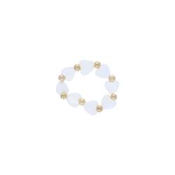 Bague en perles dorées et cœurs nacrés