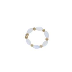 Bague en perles nacrées blanches et dorées