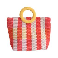 Sac à main en coton macramé rayé rose - Procida