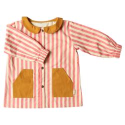 Tablier d'école enfant rayé rose 5-6 ans - Trouville