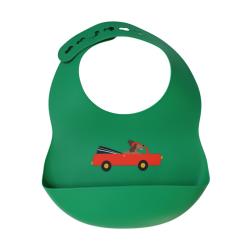 Bavoir silicone vert véhicule et chien - Croquette