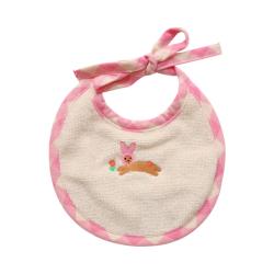 Bavoir rond éponge lapin rose - Chichi pompon