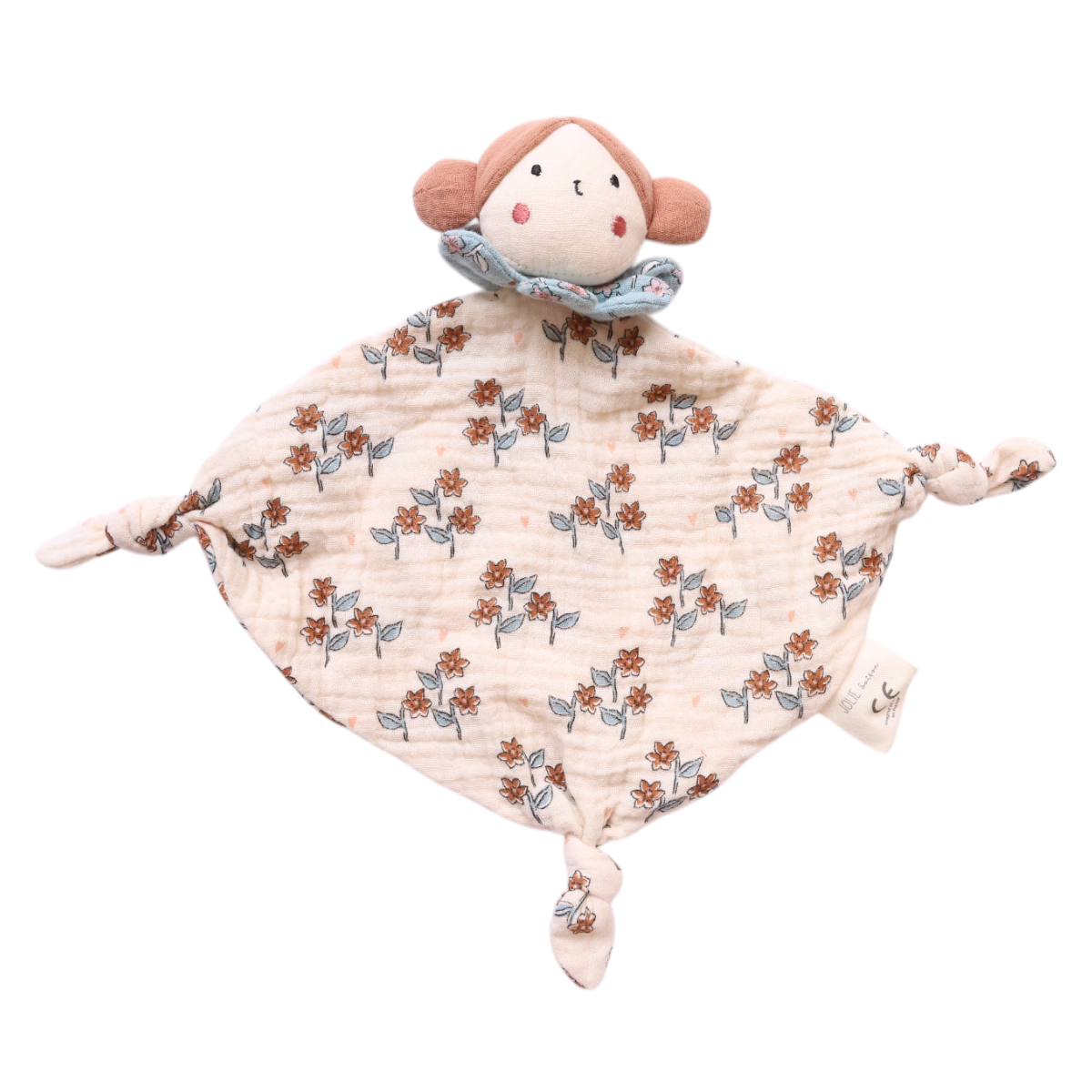 Doudou plat fleuri poupée - À la cueillette
