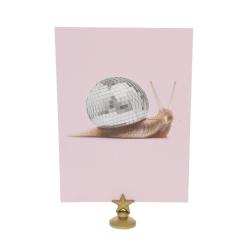Carte de voeux escargot boule disco à facettes