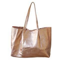 Grand sac cabas en cuir irisé or rose