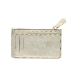 Porte-monnaie porte-cartes zip en cuir irisé doré