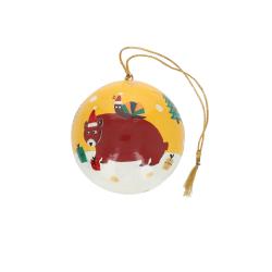 Boule de Noël en papier mâché ocre - La forêt