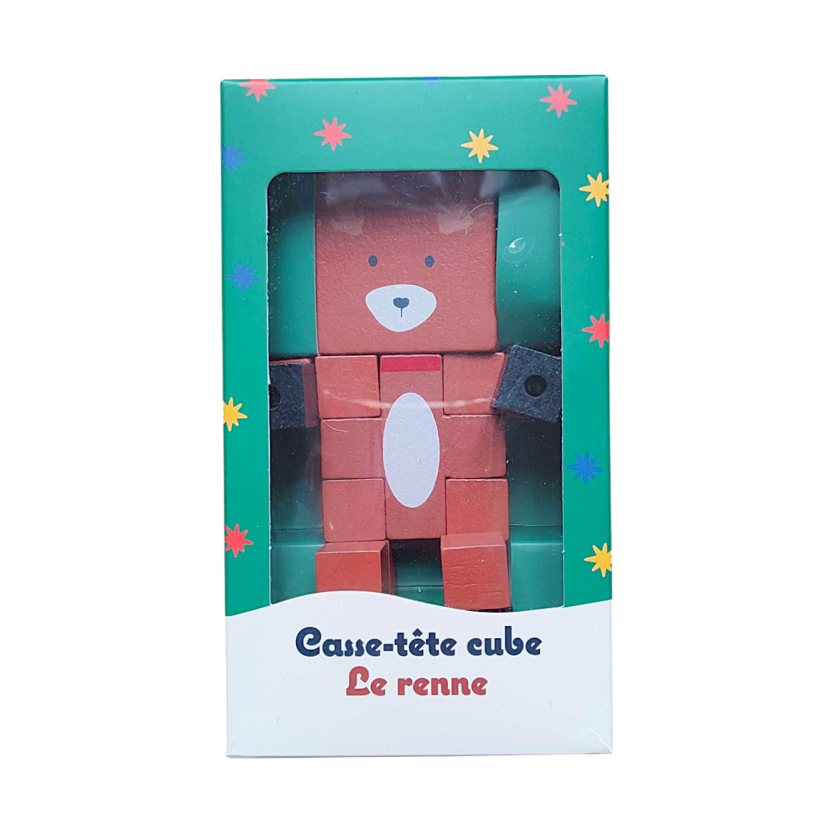 Casse-tête cube en bois renne de noël