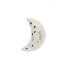 Porte-bonheur en céramique lune écrue Chance