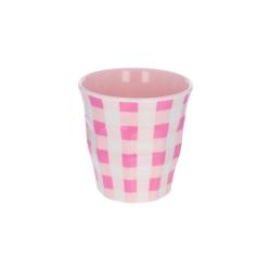 Petit verre en mélamine vichy rose
