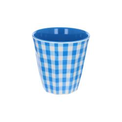 Grand verre en mélamine vichy bleu