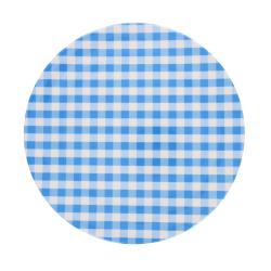 Assiette en mélamine vichy bleu