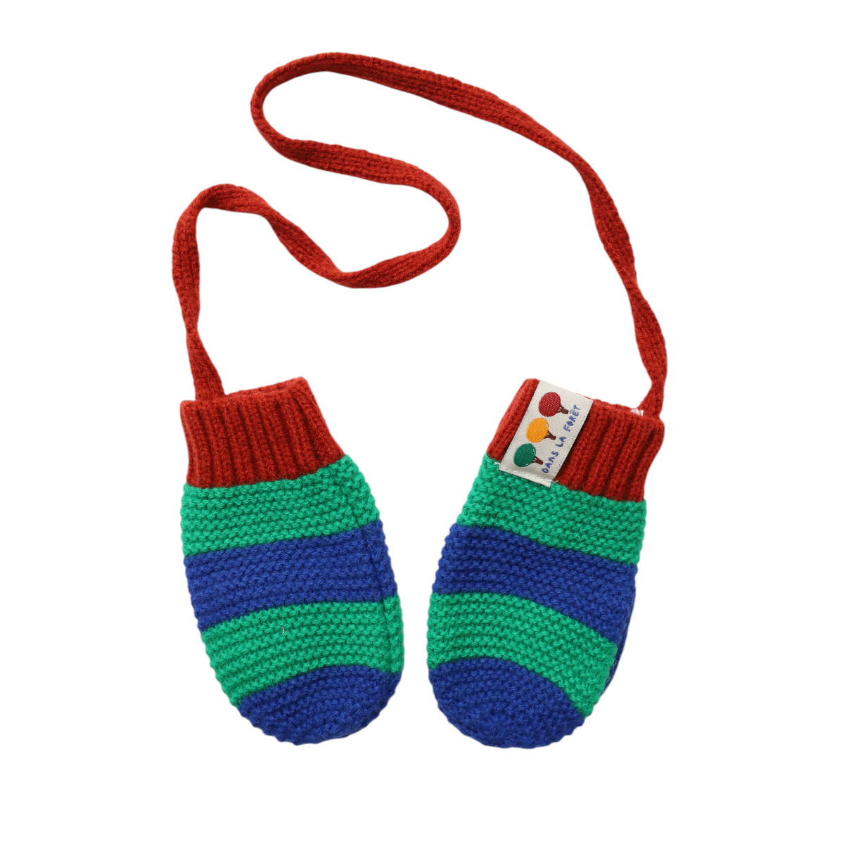 Moufles en tricot rayé vert - La forêt