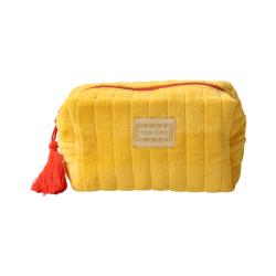 Trousse de toilette en velours jaune - Olympe
