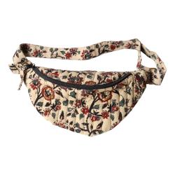Sac banane block print beige