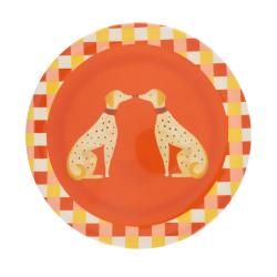 Assiette en mélamine orange chiens - Olympe