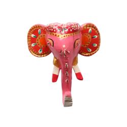 Petit éléphant mural rose en papier mâché