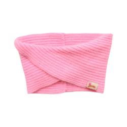Tour de cou bébé en tricot rose - Chichi pompon