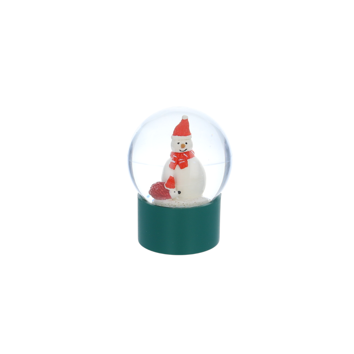 Petite boule à neige hérisson et bonhomme de neige