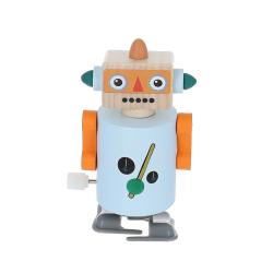 Robot orange à remonter en bois