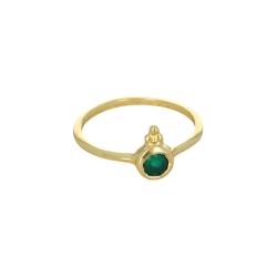 Bague dorée Deepti pierre verte taille 50