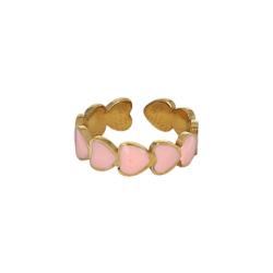 Bague cœurs rose et doré