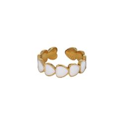 Bague cœurs blanc et doré