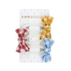 Lot de 3 barrettes noeuds vichy jaune rouge bleu