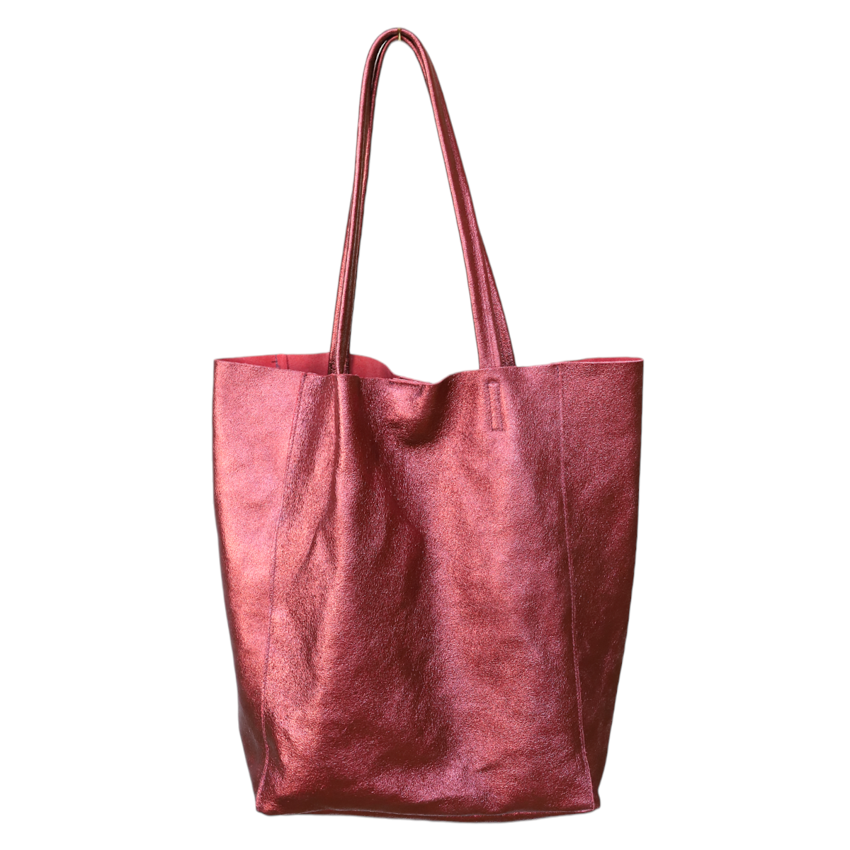 Sac cabas en cuir irisé bordeaux