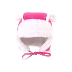 Chapka bébé rose fourrure 12-18 mois