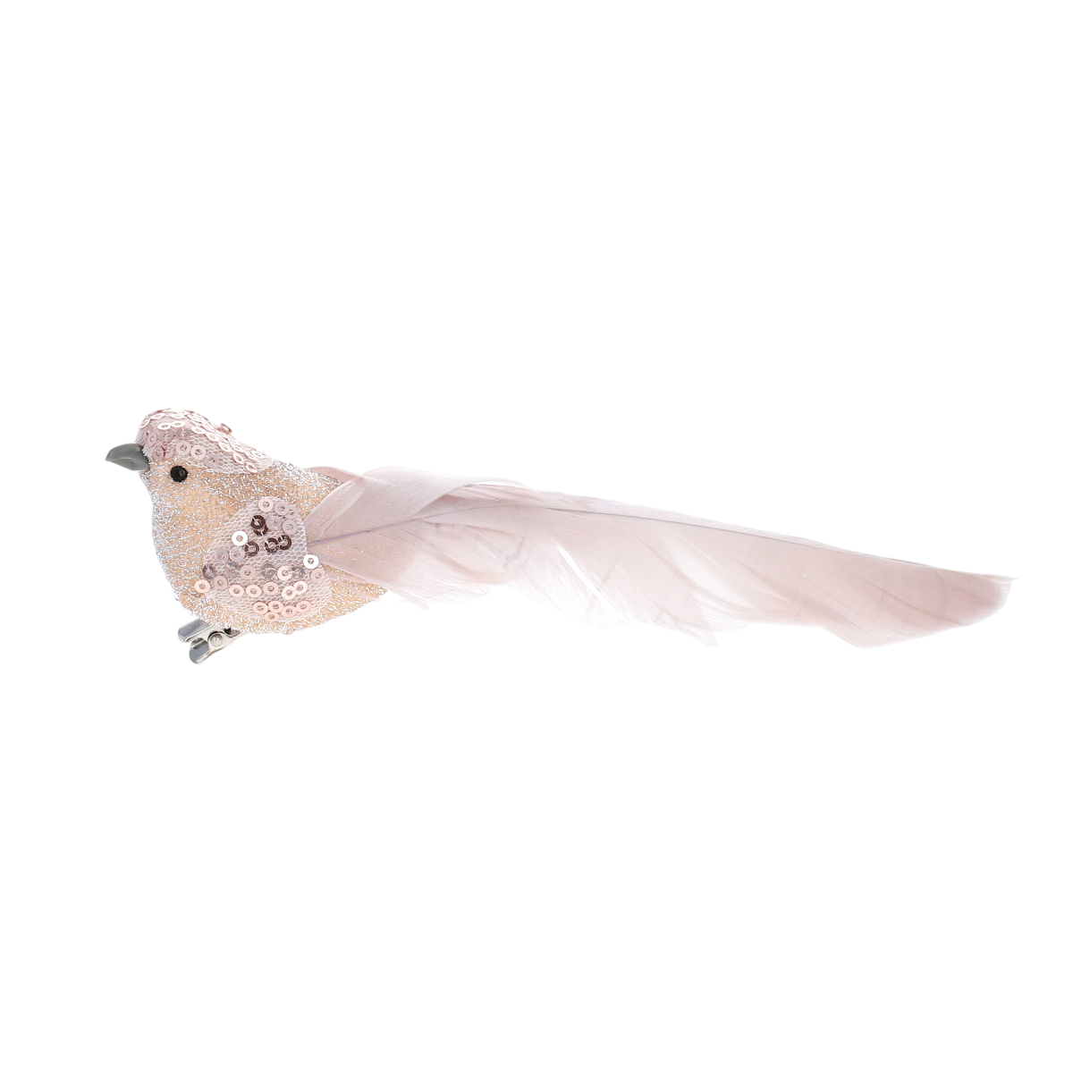 Oiseau à clipser rose crème pailleté
