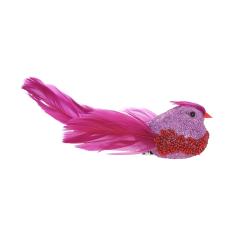 Oiseau à clipser rose fuchsia pailleté