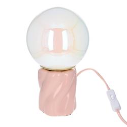 Lampe rose globe blanc nacré