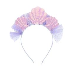 Serre-tête sirène en tulle rose coquillage