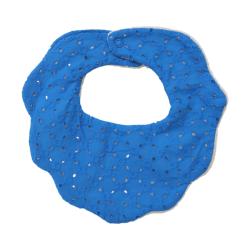 Bavoir bandana éponge broderie bleu - Joli Paon