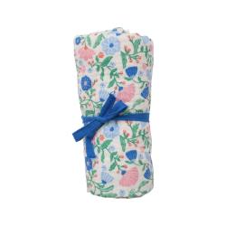 Lange fleuri bleu et rose 70x70 cm - Joli Paon