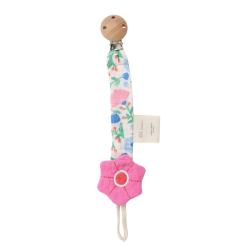 Attache tétine fleuri bleu et rose - Joli Paon